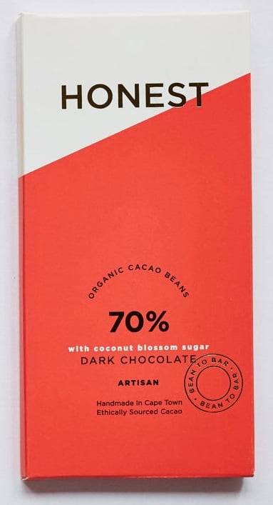 Honest - 70% Dark Chocolate Slab Coconut Sugar 60g