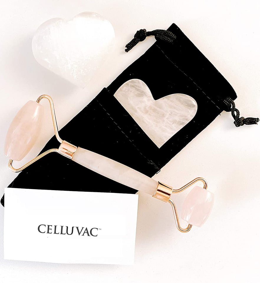 Celluvac - Rose Quartz Facial Roller & Gua Sha