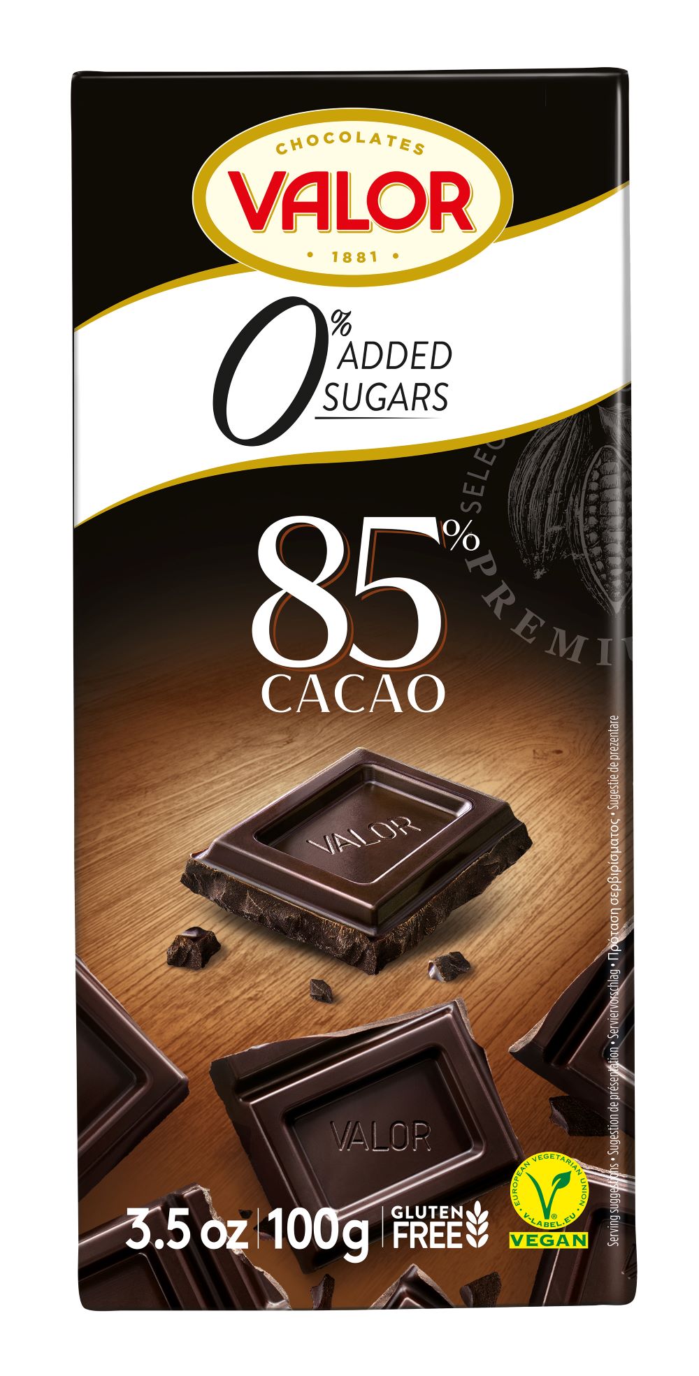Valor - 85% Dark Chocolate Slab Sugar Free 100g