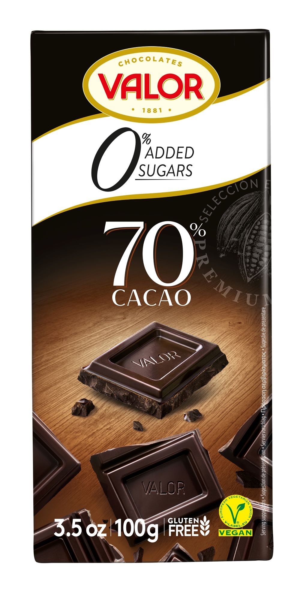 Valor - 70% Dark Chocolate Slab Sugar Free 100g
