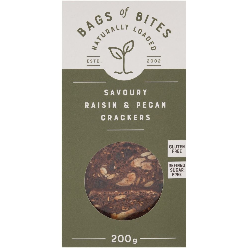Bags of Bites - Crackers Raisin & Pecan 200g