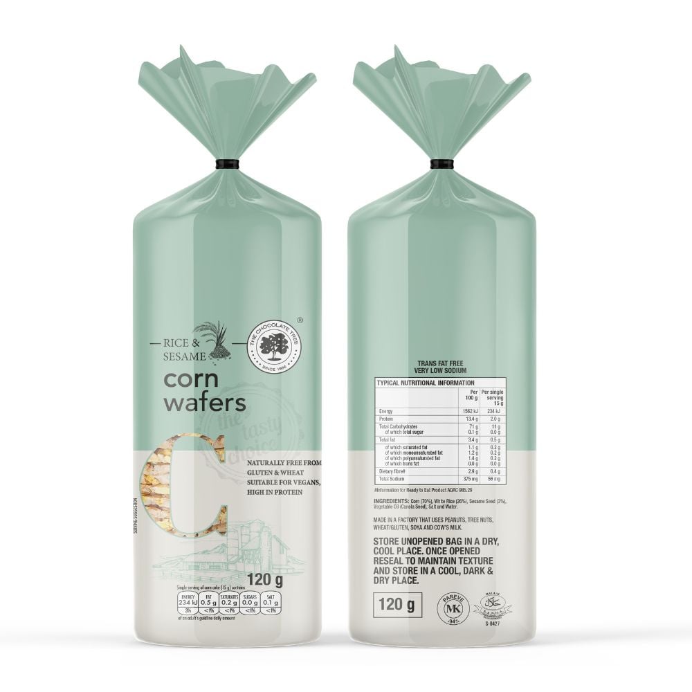 The Chocolate Tree - Corn Wafers Rice & Sesame 120g