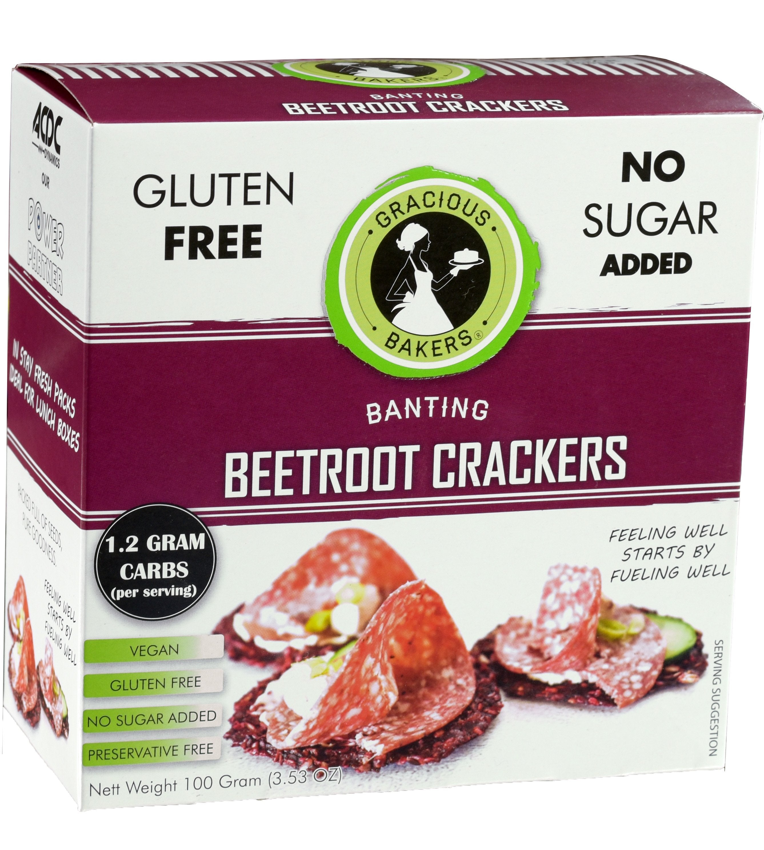 Gracious Bakers - Crackers Beetroot Banting 100g