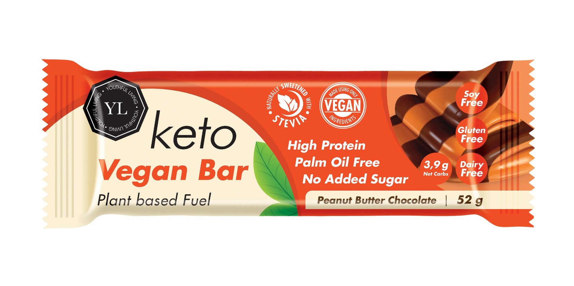 Youthful Living - Bar Vegan Keto Chocolate Peanut Butter 52g