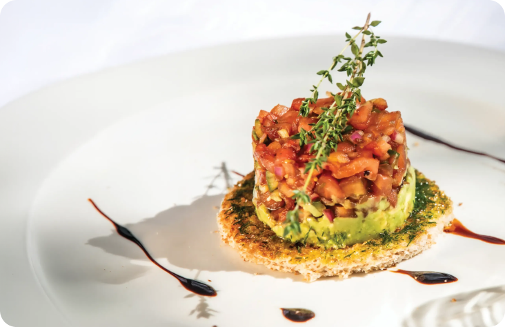 Tartare of Avocado, Pawpaw & Pineapple With a Honey & Balsamic Chilli Sauce