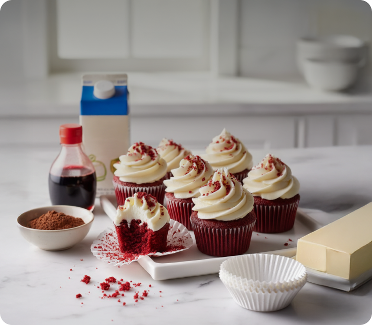 Red Velvet Cupcake with Cream Frosting