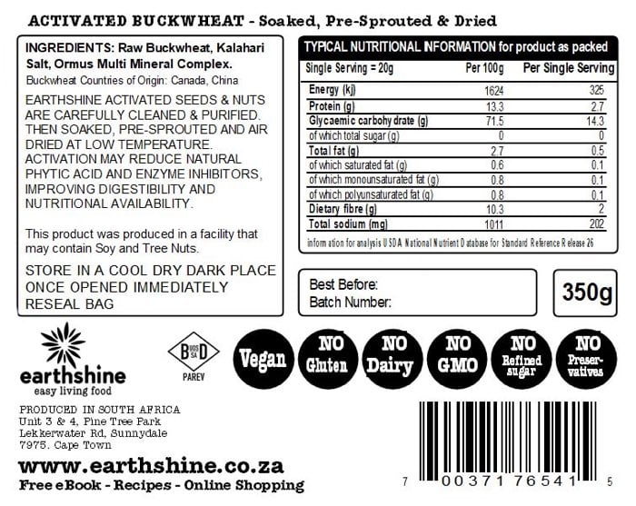 Earthshine - Activated Buckwheat 350g