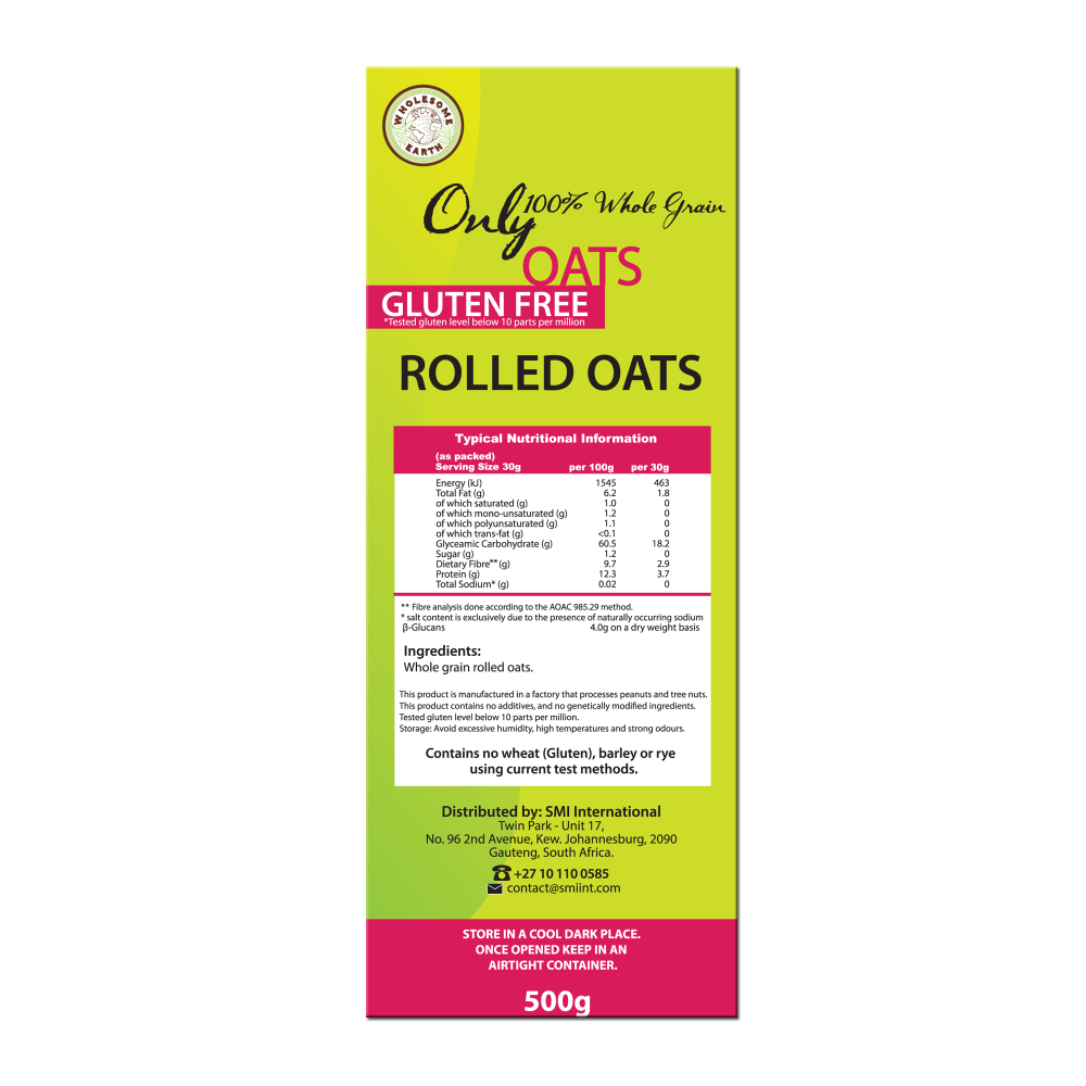 Wholesome Earth - Rolled Oats Gluten Free Wheat Free 500g