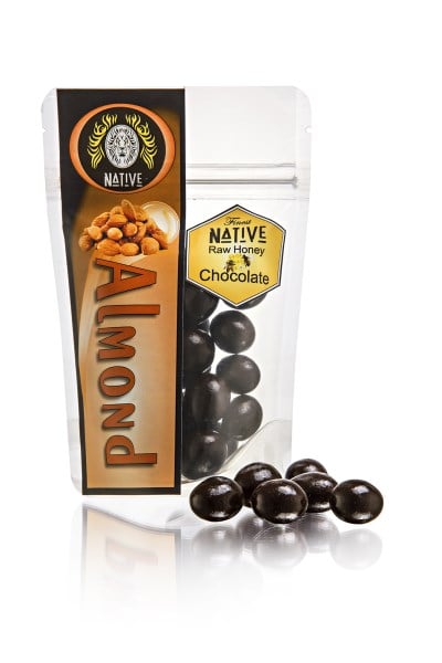 Kathy's Kitchen - Almonds Coated In Raw Honey Chocolate 100g