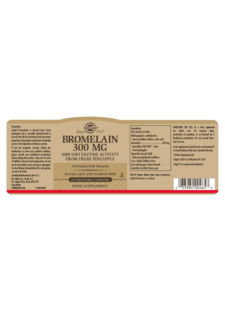 Solgar - Bromelain 300mg 60s