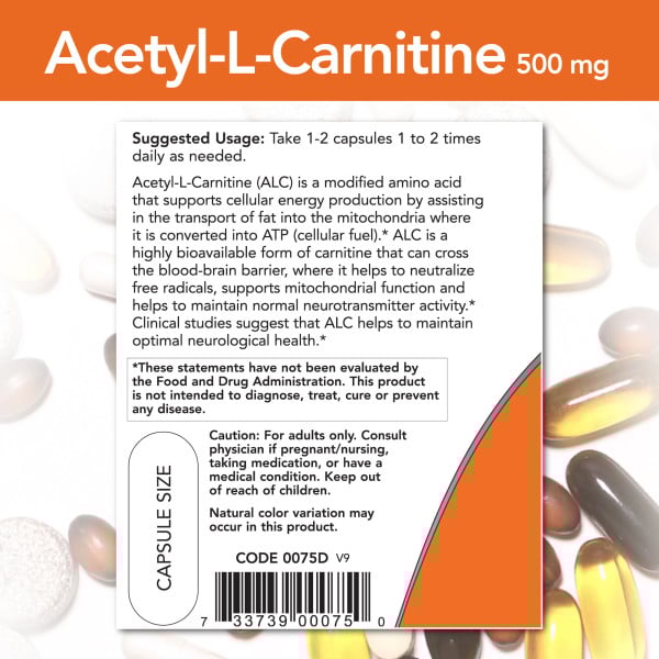 NOW - Acetyl L-Carnitine 500mg 50s