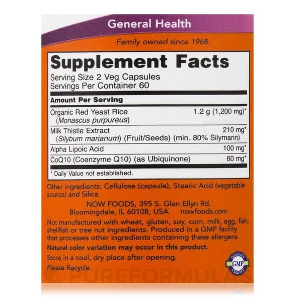 NOW - Red Yeast Rice 600mg CoQ10 60s