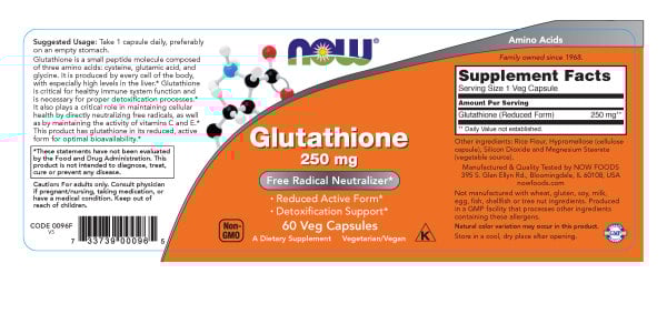 NOW - Glutathione 250mg 60s