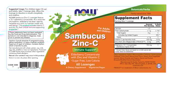 NOW - Sambucus Zinc C 60s