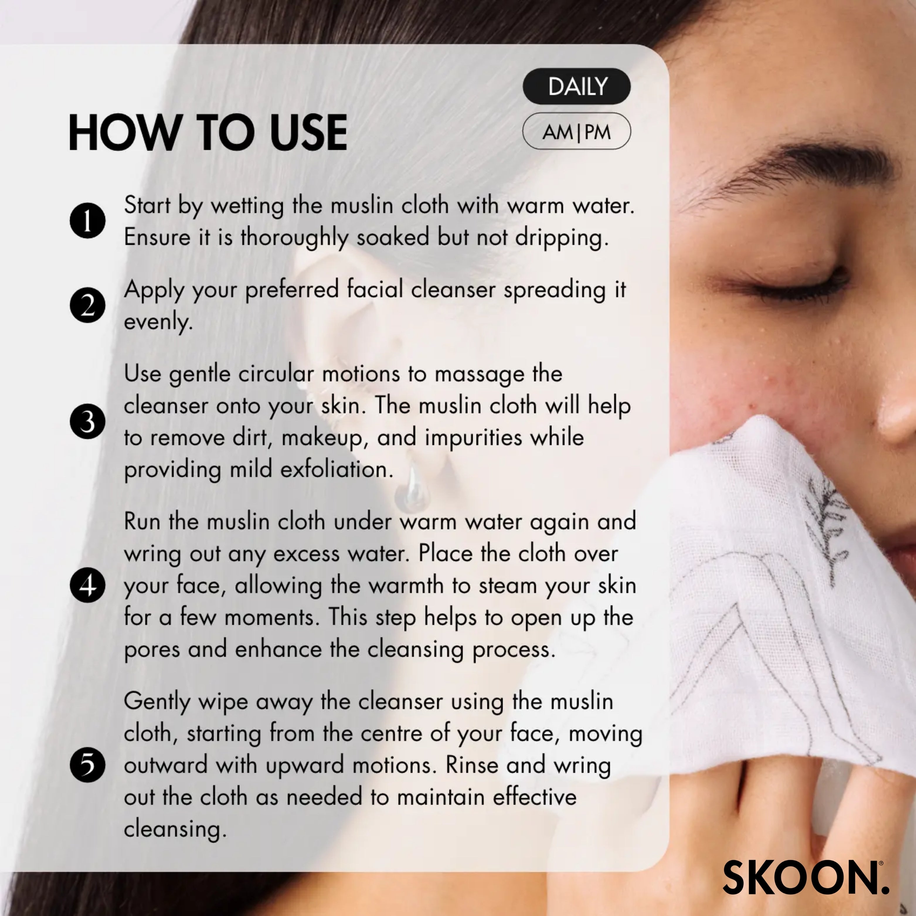 SKOON - Bamboo Muslin Facecloth Dayfeels Design