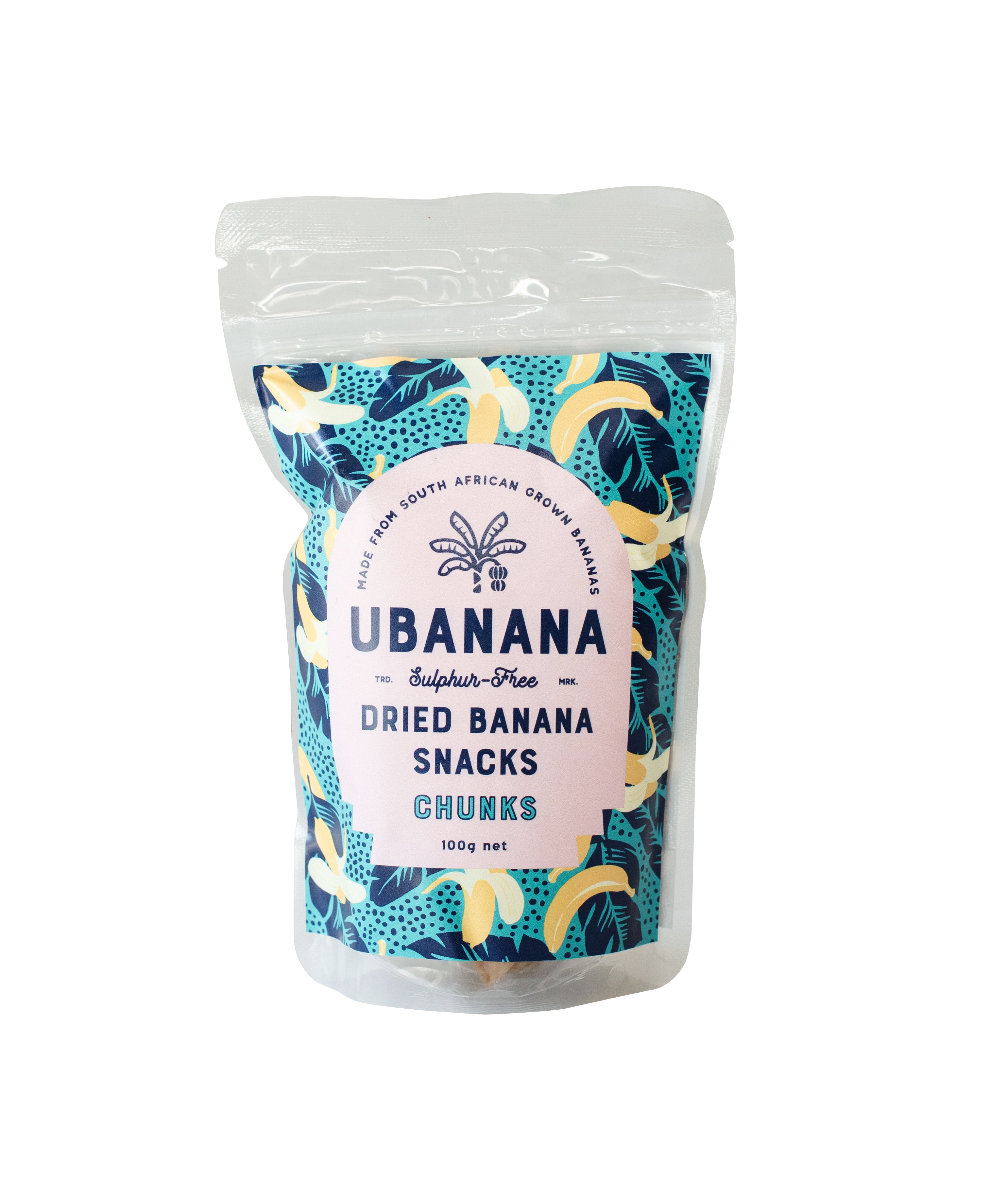 Ubanana - Dried Banana Chunks Sulphur Free 100g
