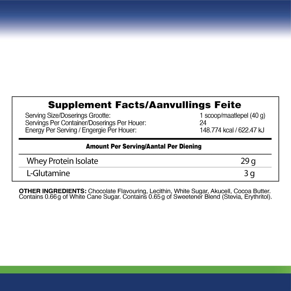 Performance Inspired Nutrition - Isolate Whey Chocolate Added Glutamine 960g