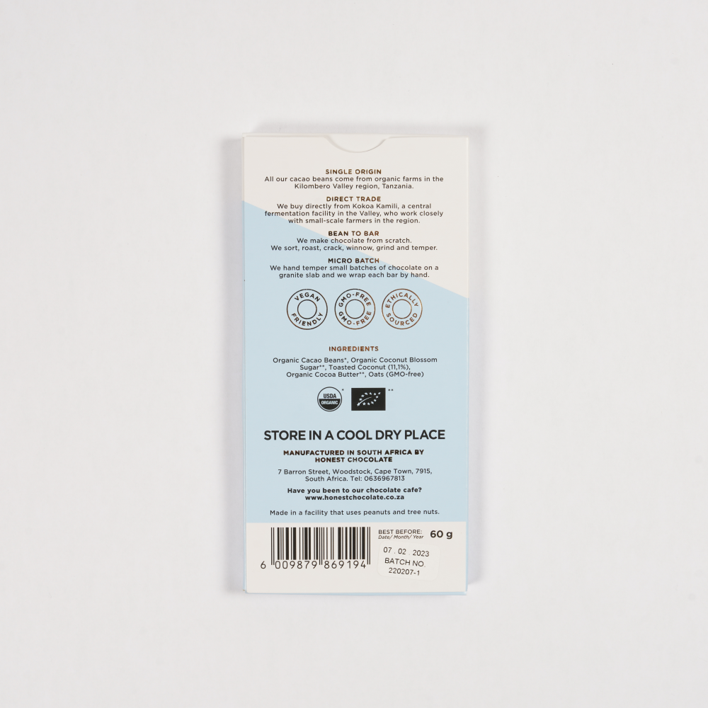 Honest - 54% Dark Chocolate Mylk Toasted Coconut 60g