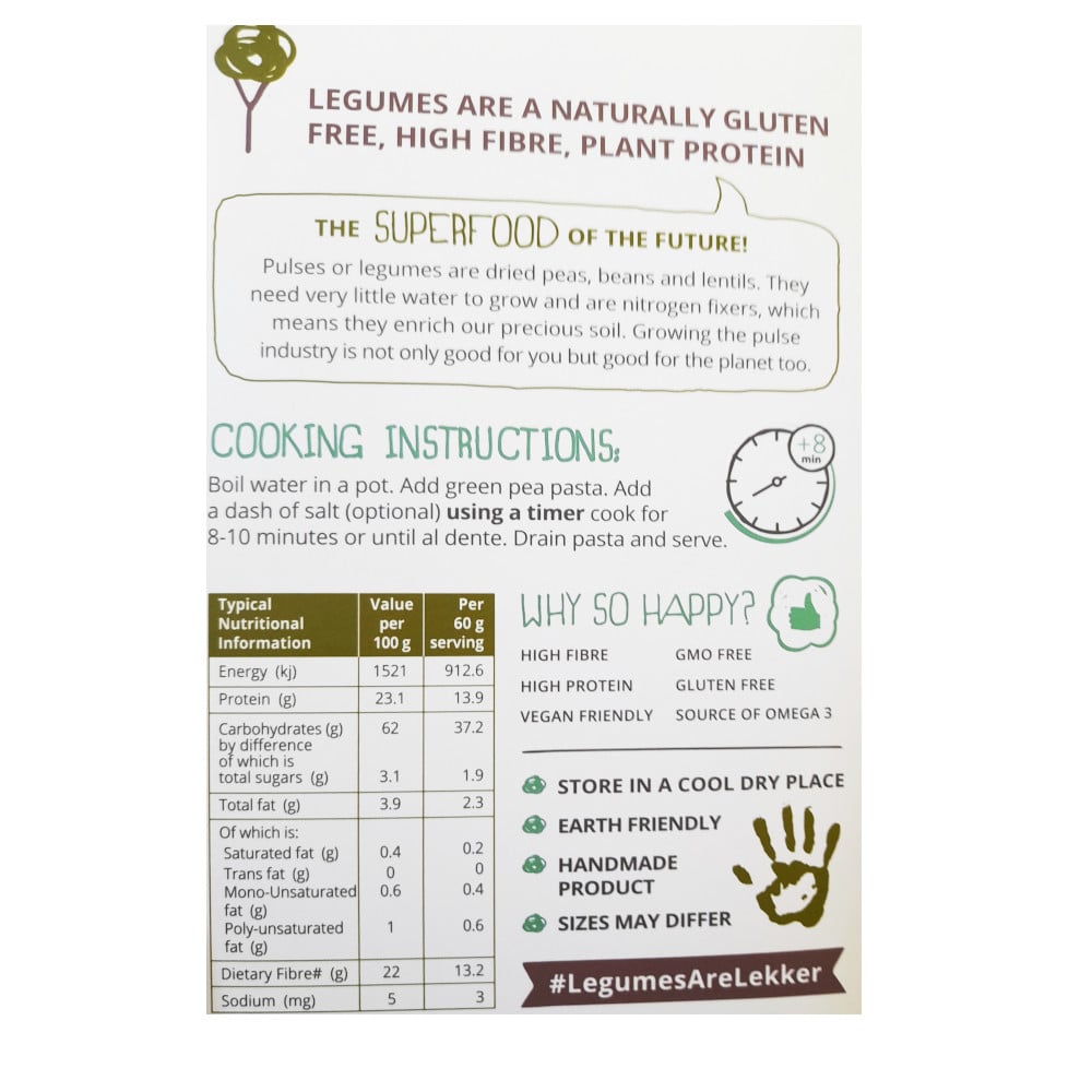 Happy Earth People - Penne Pasta Green Pea Gluten Free 250g