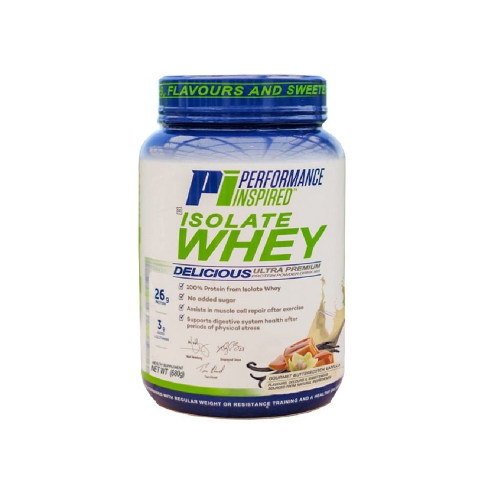 Performance Inspired Nutrition - Isolate Whey Gourmet Butterscotch Vanilla Added Glutamine 680g