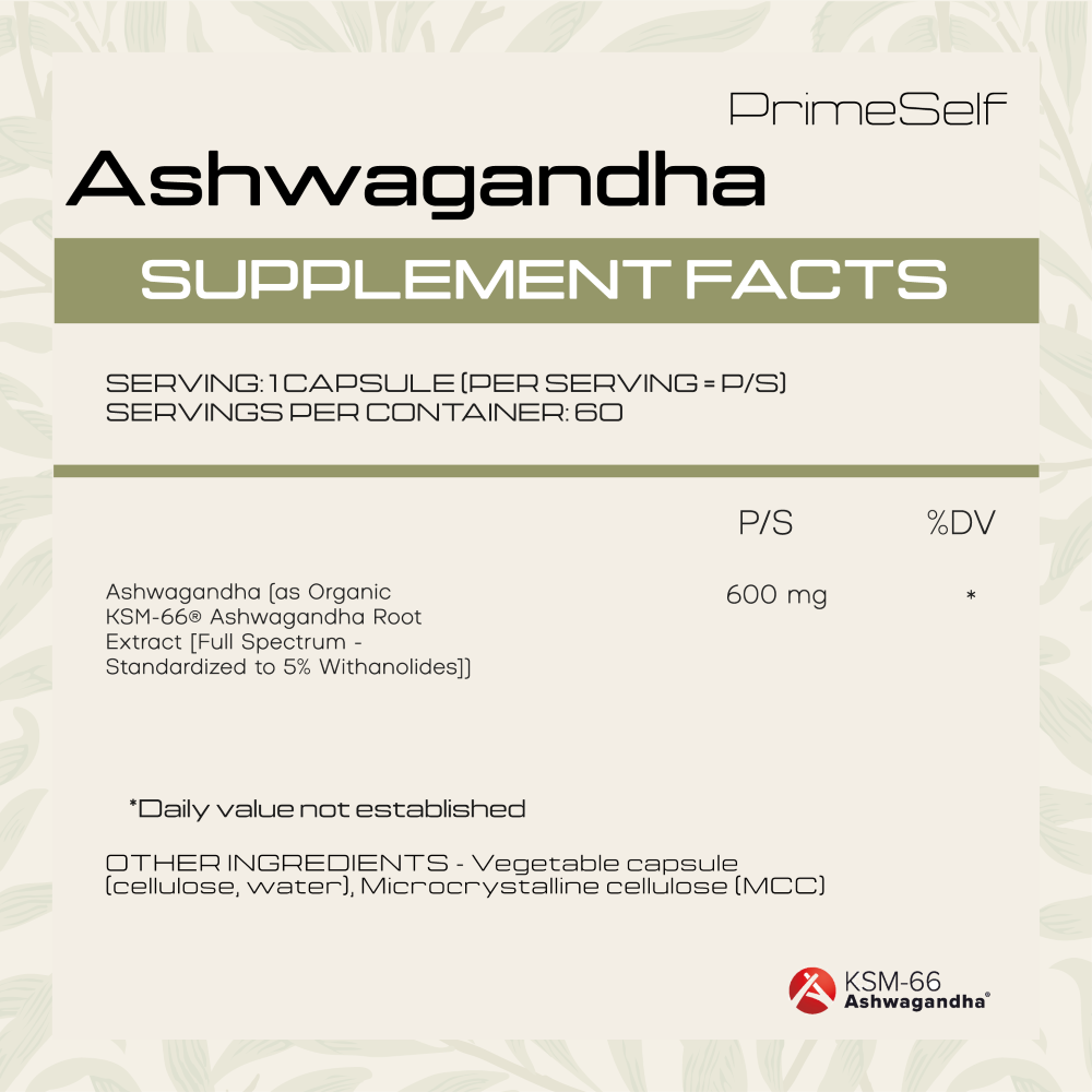 PrimeSelf - Organic Ashwagandha 60s