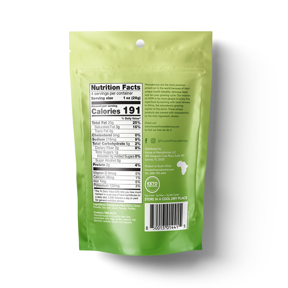 House of Macadamias - Macadamias Nuts Roasted Onion 113g