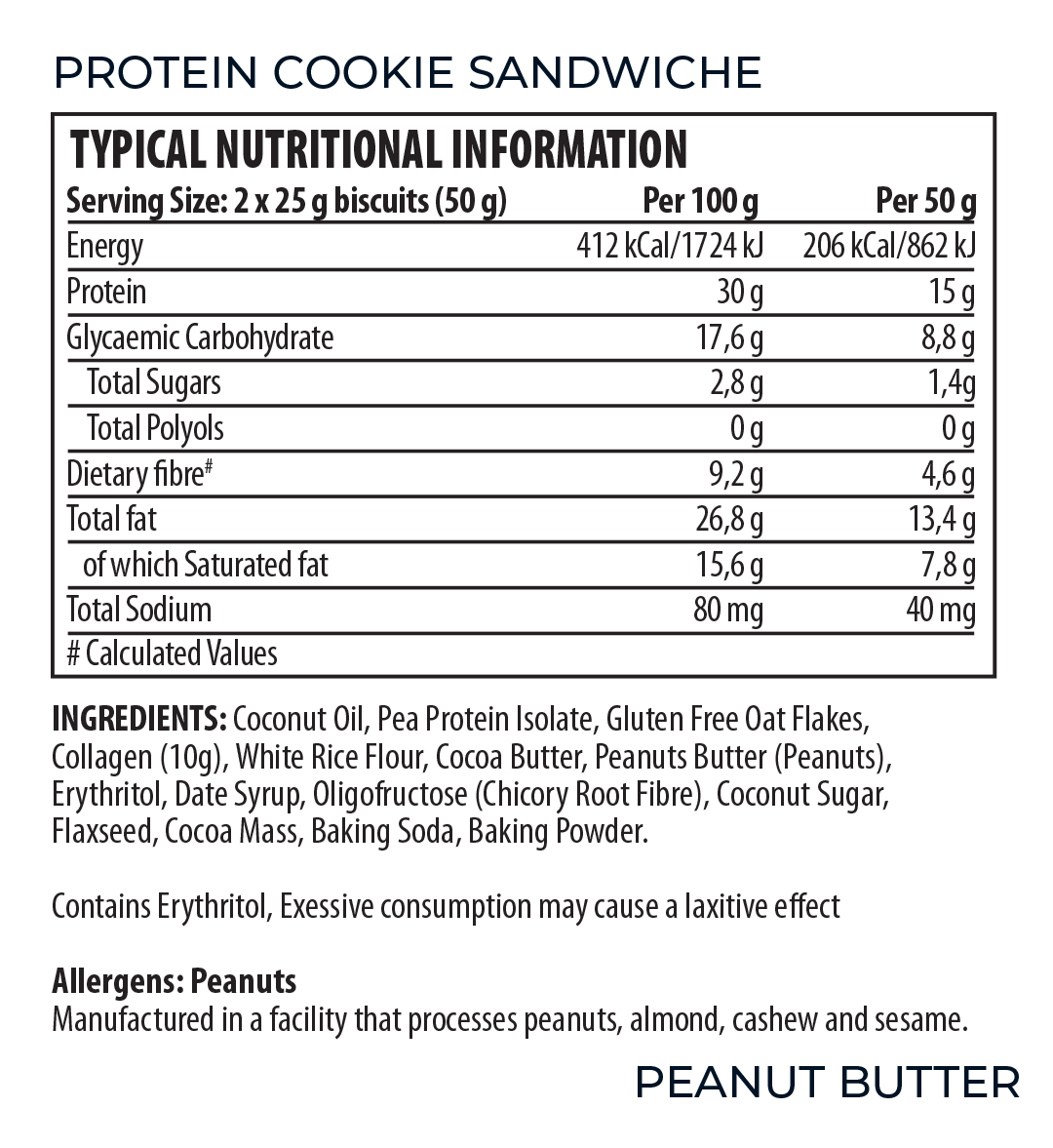 Youthful Living - Protein Cookie Sandwich Peanut Butter 2 x 25g