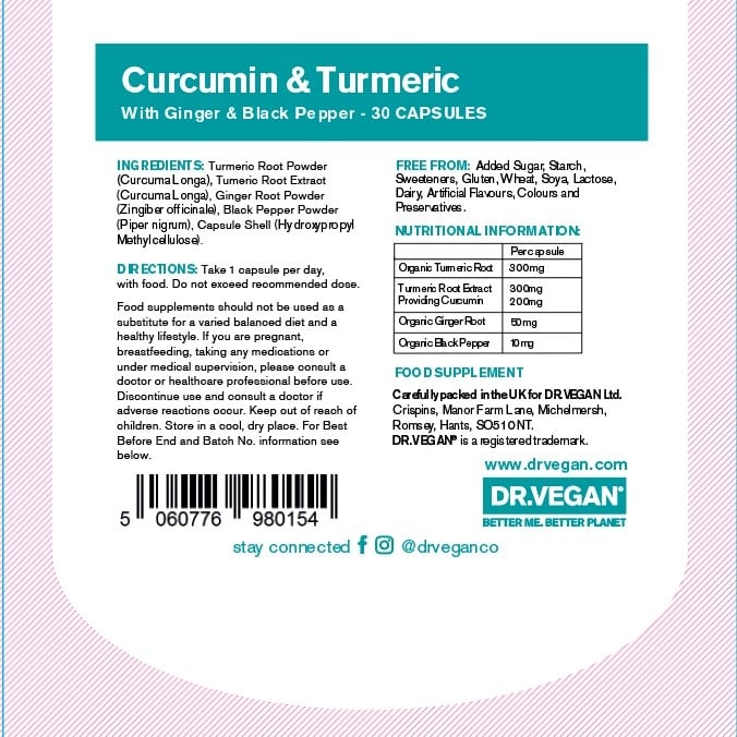 Dr Vegan - Curcumin & Turmeric 30s
