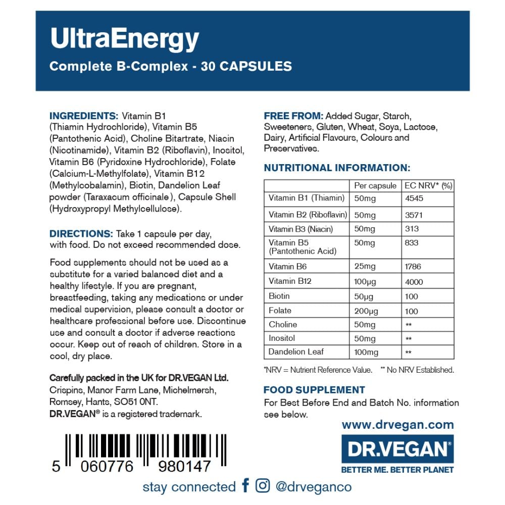 Dr Vegan - UltraEnergy Complete B-Complex 30s