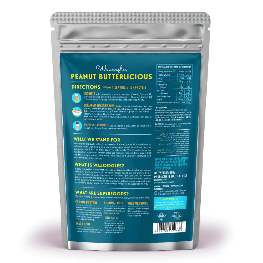 Wazoogles - Superfood Protein Blend Peanut Butterlicious 500g