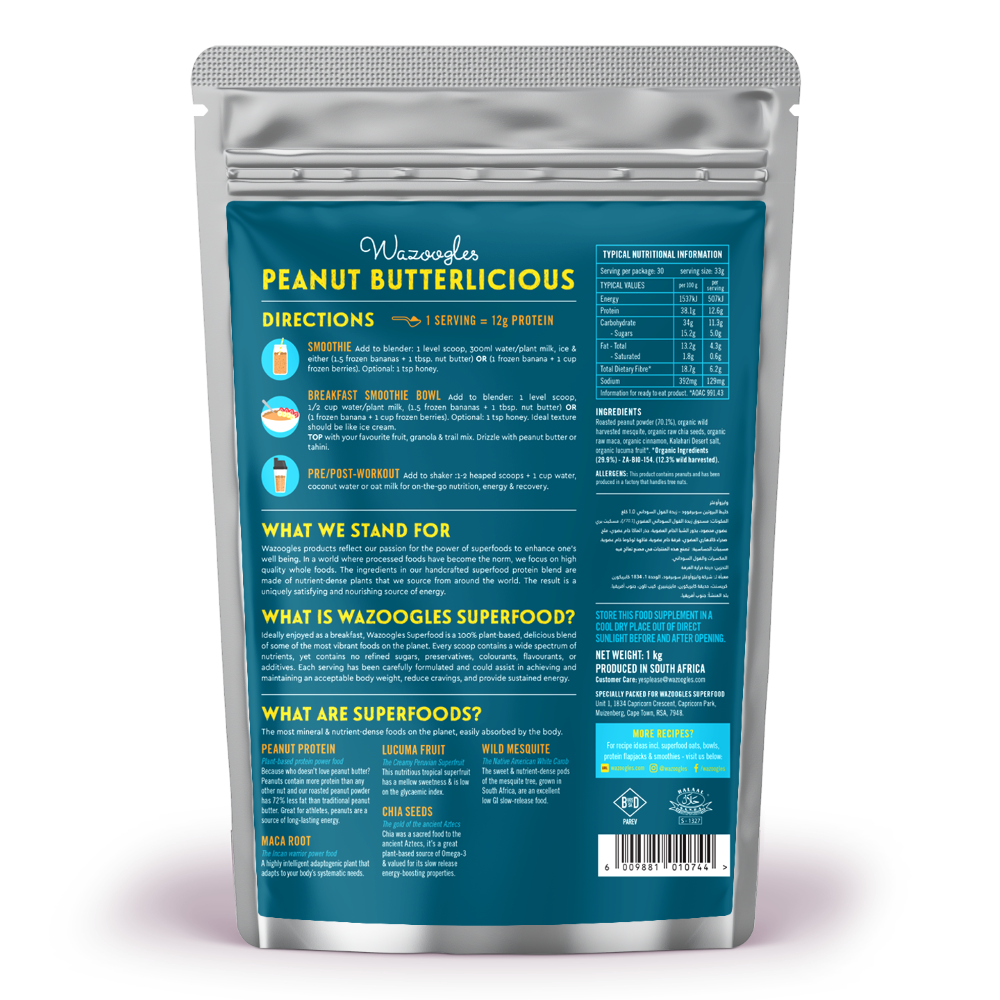 Wazoogles - Superfood Protein Blend Peanut Butterlicious 1kg