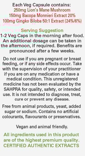 Dr Boxall's - Lions Mane, Bacopa & Gingko Biloba 3-in1 60s
