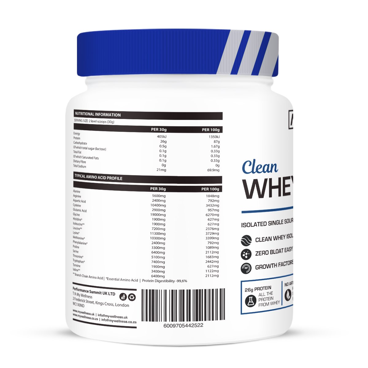 My Wellness - Clean Whey Isolate Unflavoured 800g