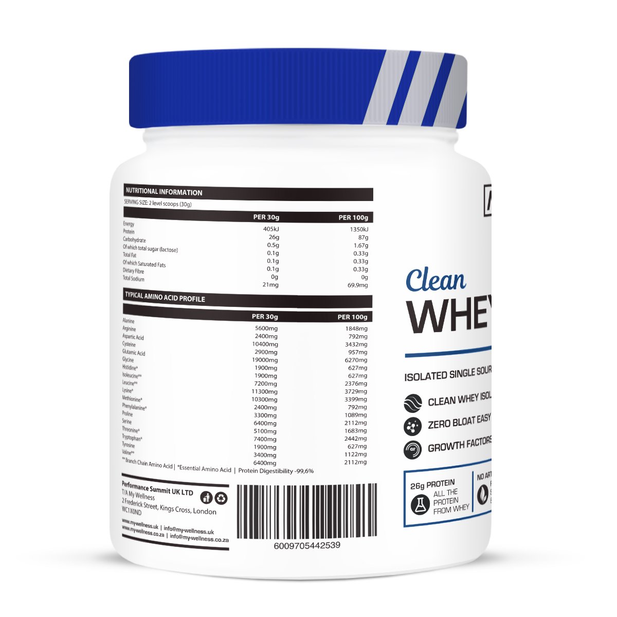 My Wellness - Clean Whey Isolate Chocolate 800g