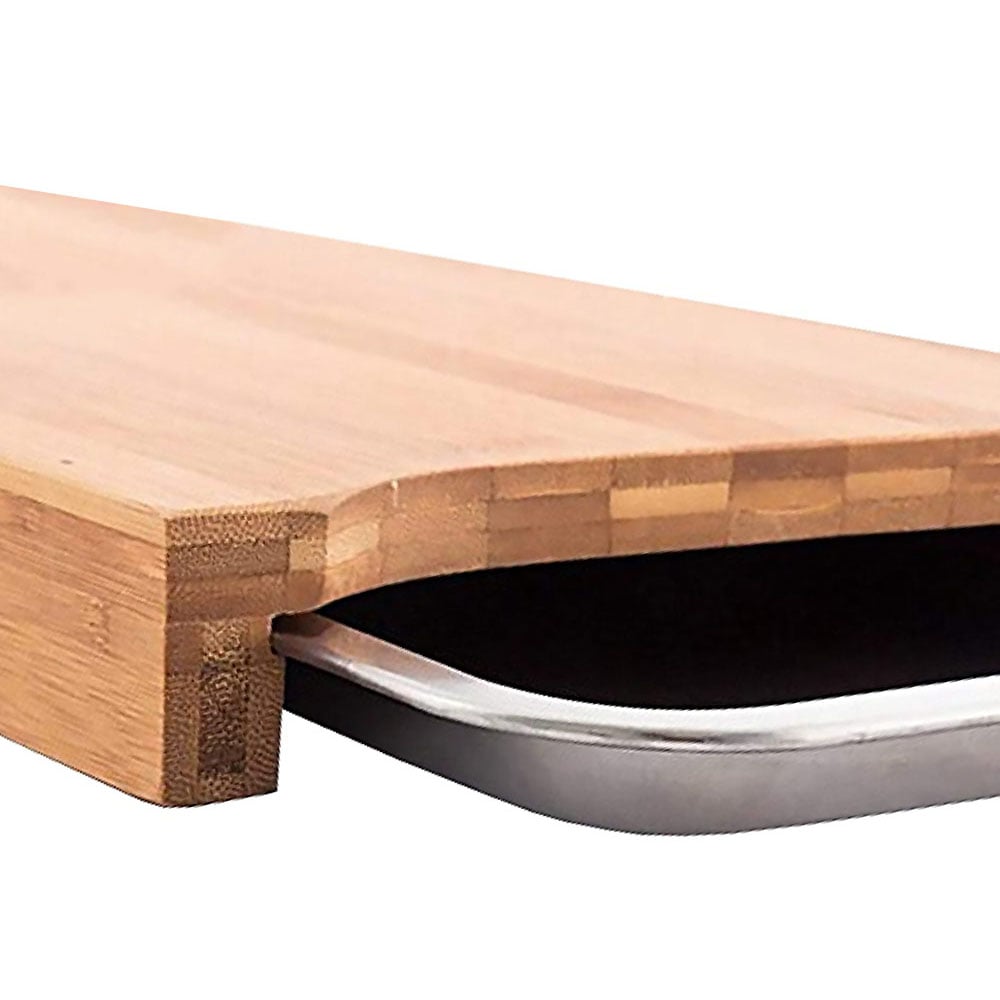 Eco Lifestyle - Bamboo Cutting Board with Stainless Steel Tray