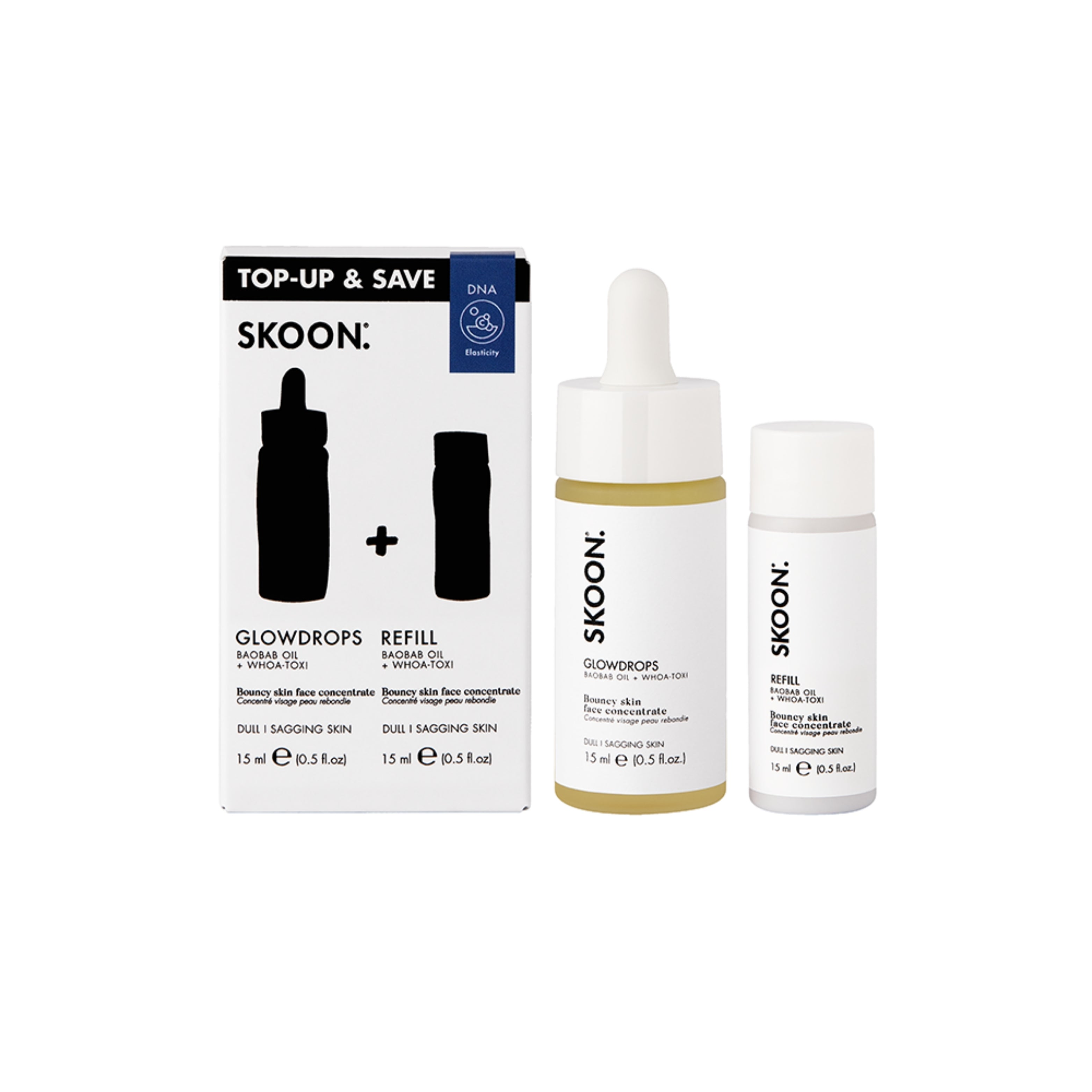 SKOON - Glowdrops Bouncy Face Concentrate 15ml+15ml Refill