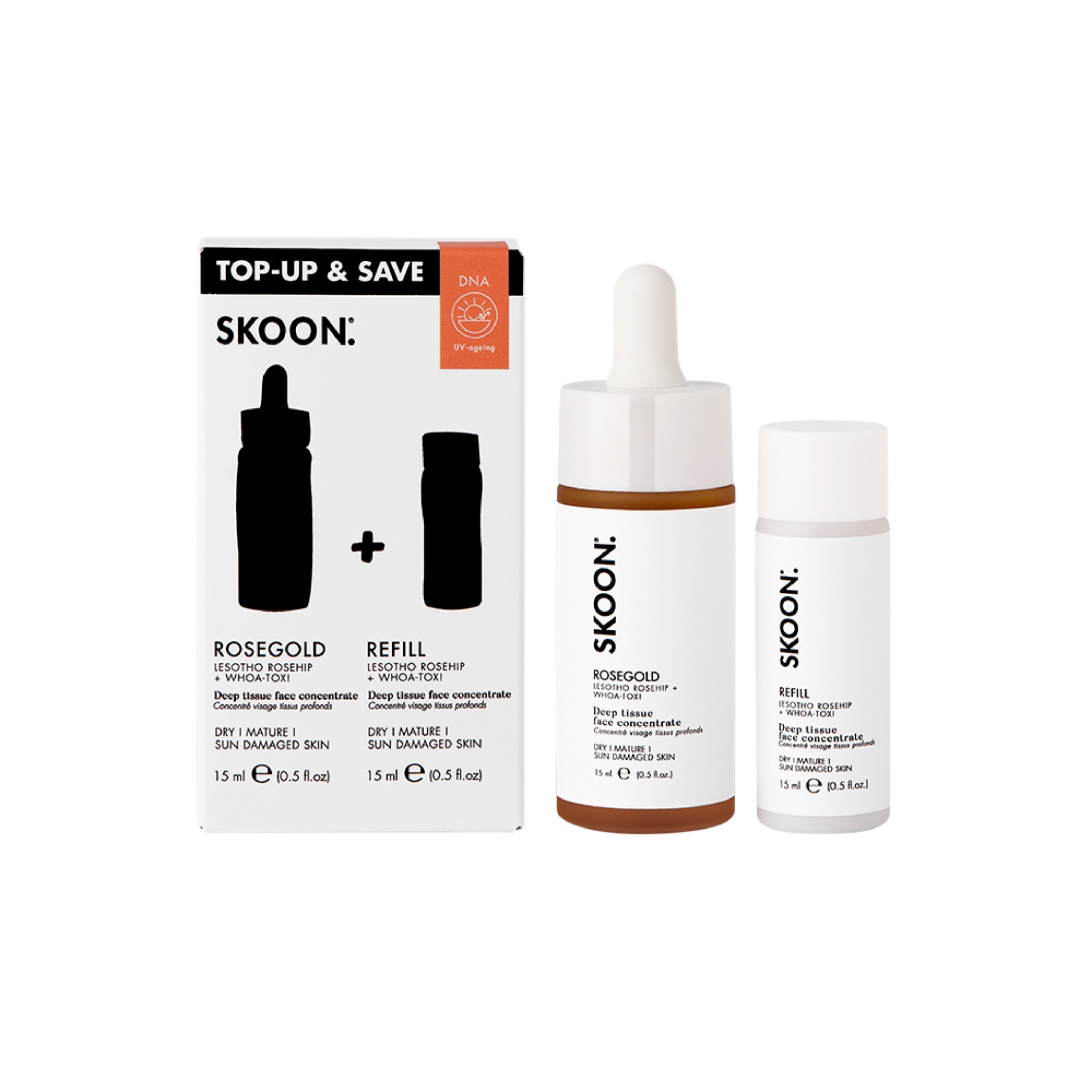 SKOON - Rosegold Deep Tissue Face Concentrate 15ml+Refill 15ml