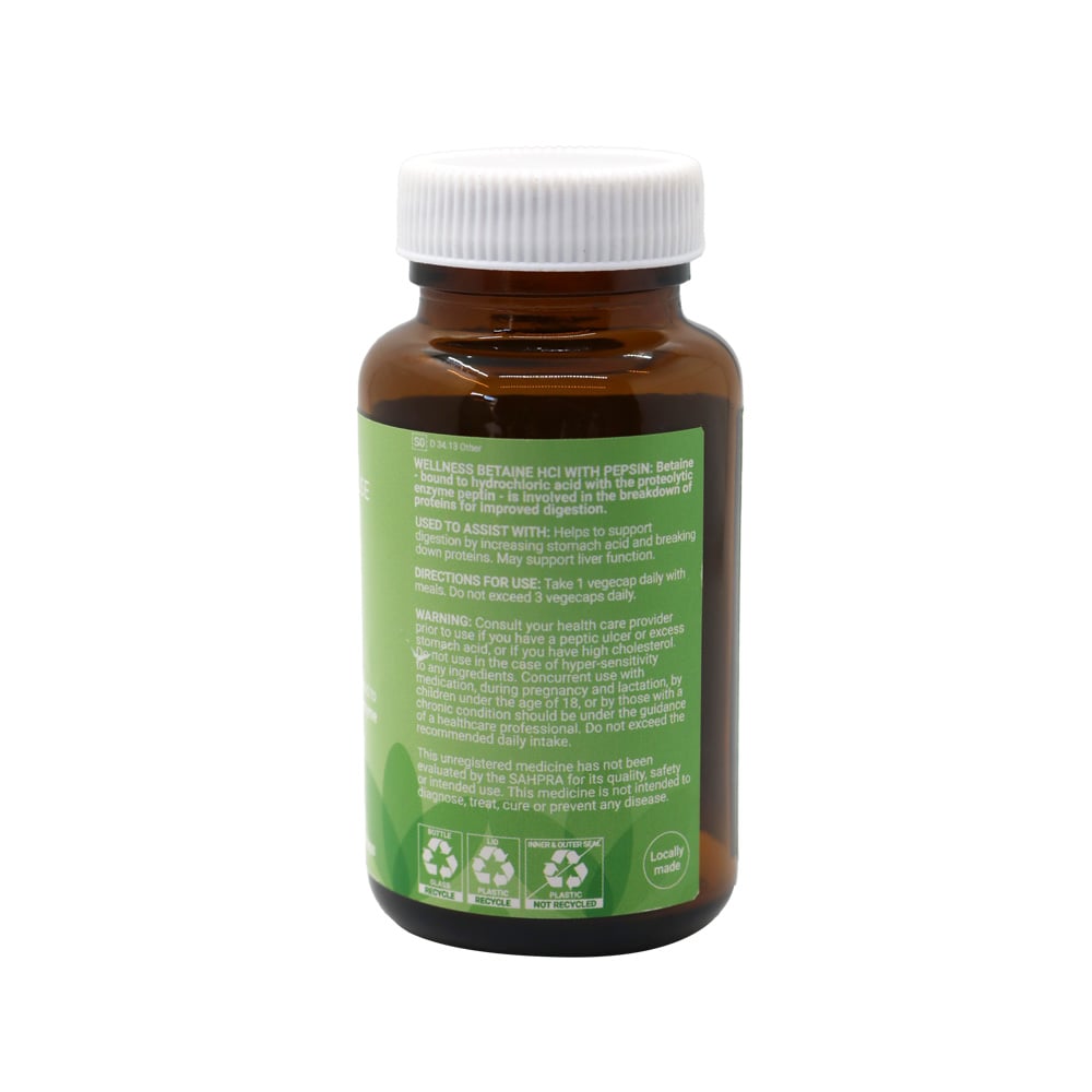Wellness - Betaine HCl with Pepsin 350mg 90s