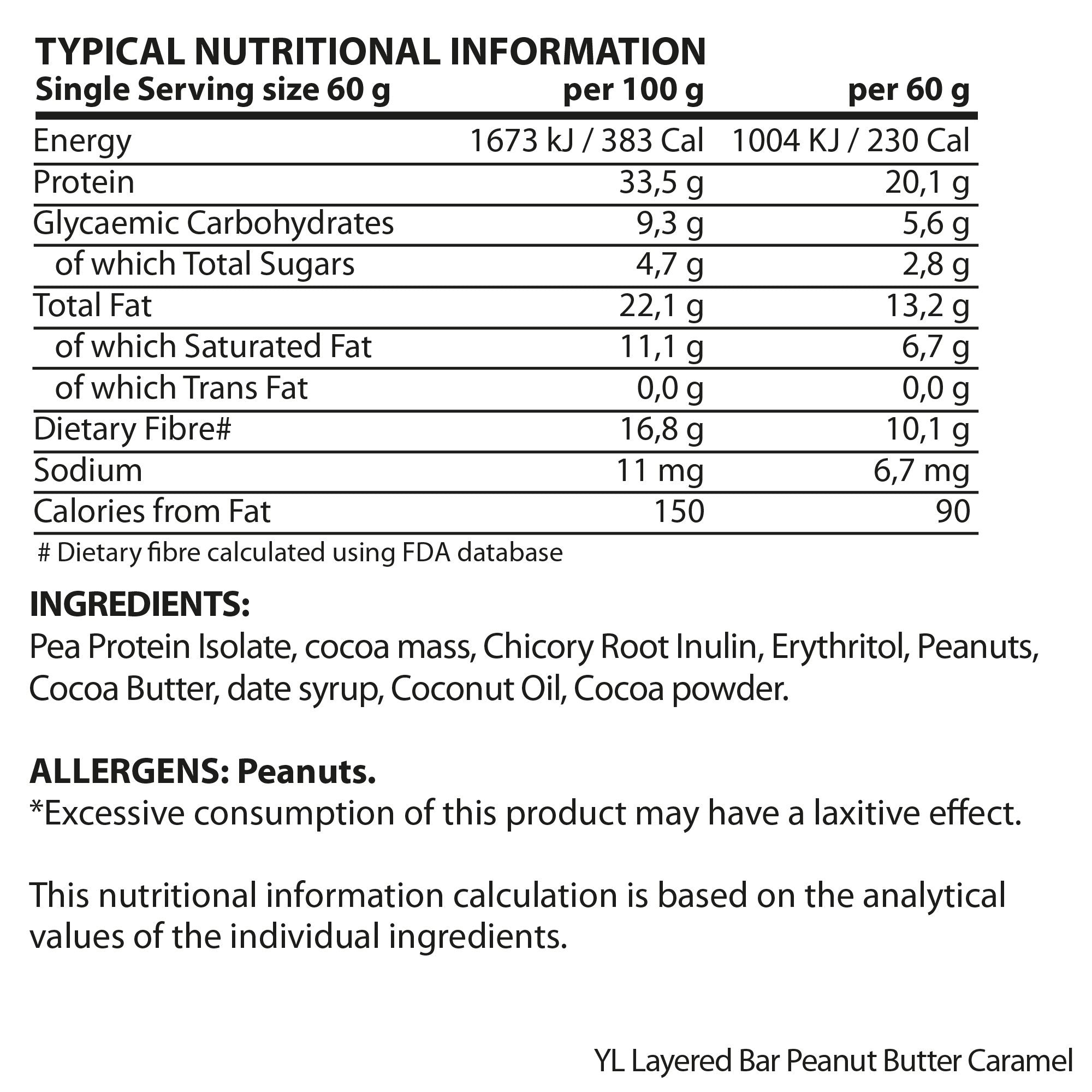 Youthful Living - Protein Bar Layered Peanut Butter Caramel 60g