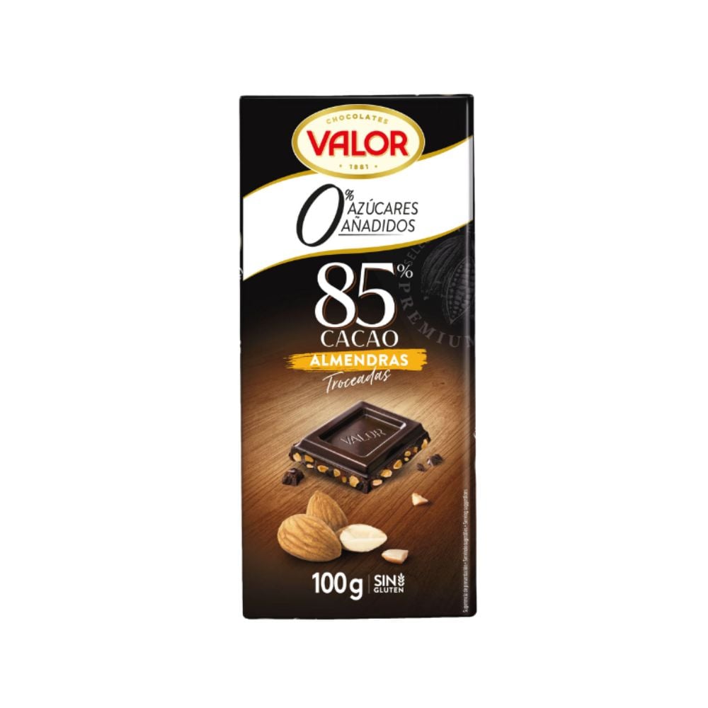Valor - 85% Dark Chocolate Almond No Added Sugar 100g