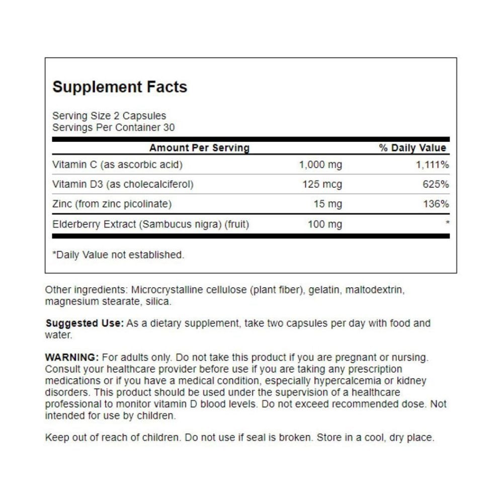 Swanson - High Potency Ultimate Immune Defense with C, D, Zinc & Elderberry 60s