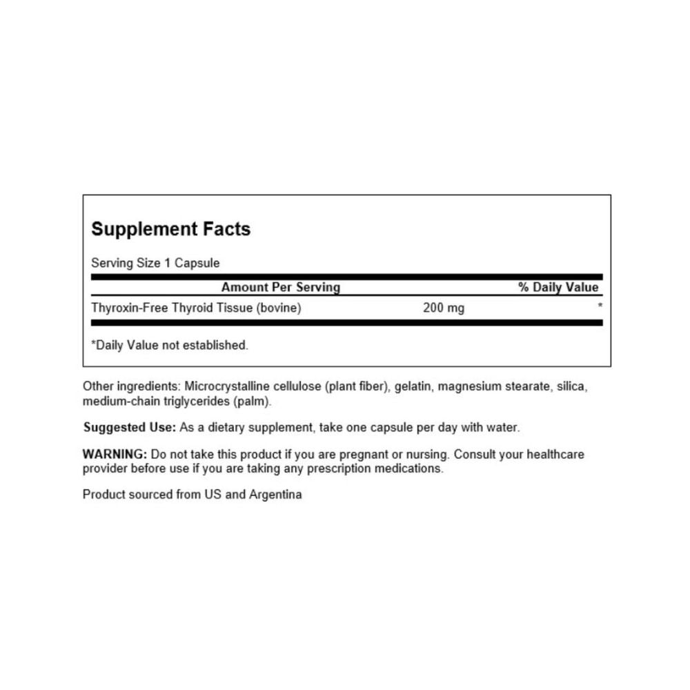 Swanson - Thyroid Glandular 200mg 60s