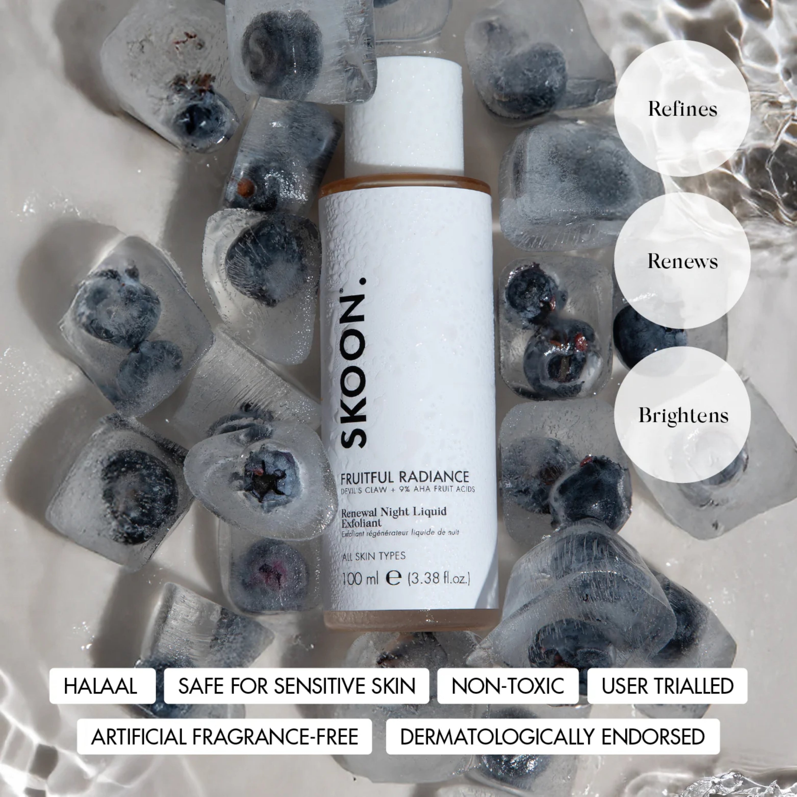 SKOON - Fruitful Radiance Renewal Night Liquid Exfoliant 100ml
