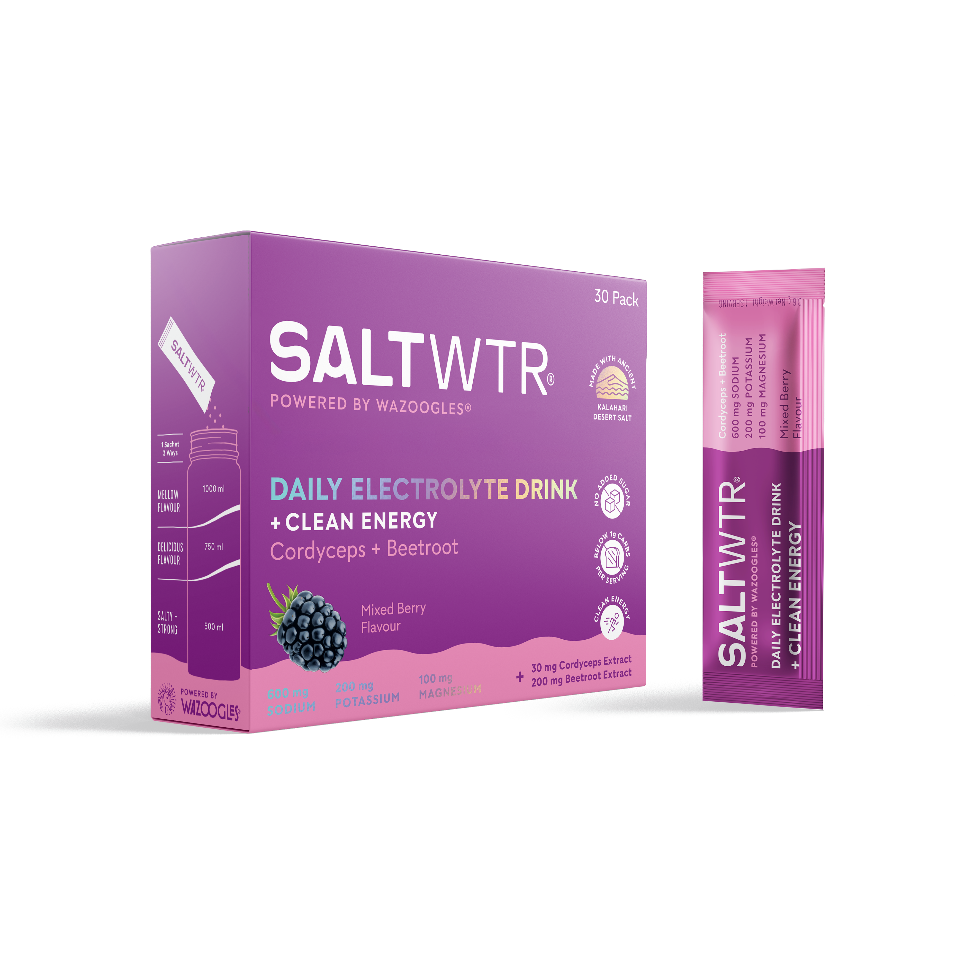 SALTWTR - Electrolytes Mixed Berry Clean Energy Hydration30s