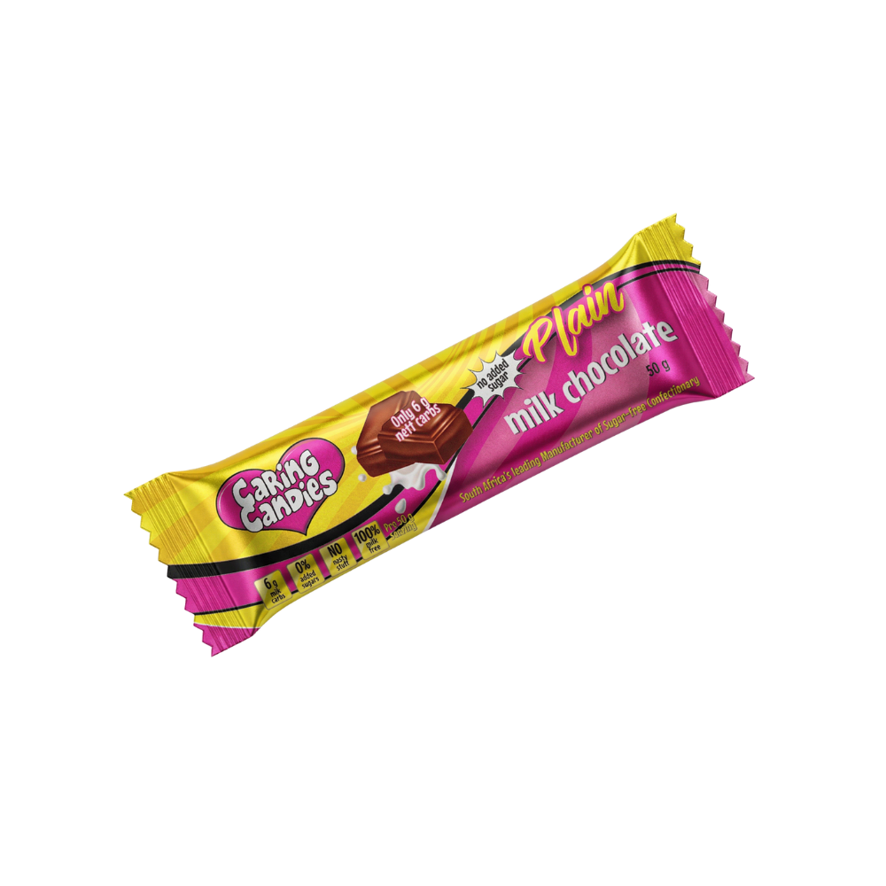 Caring Candies - Chocolate Bar Real Milk Sugar Free 50g