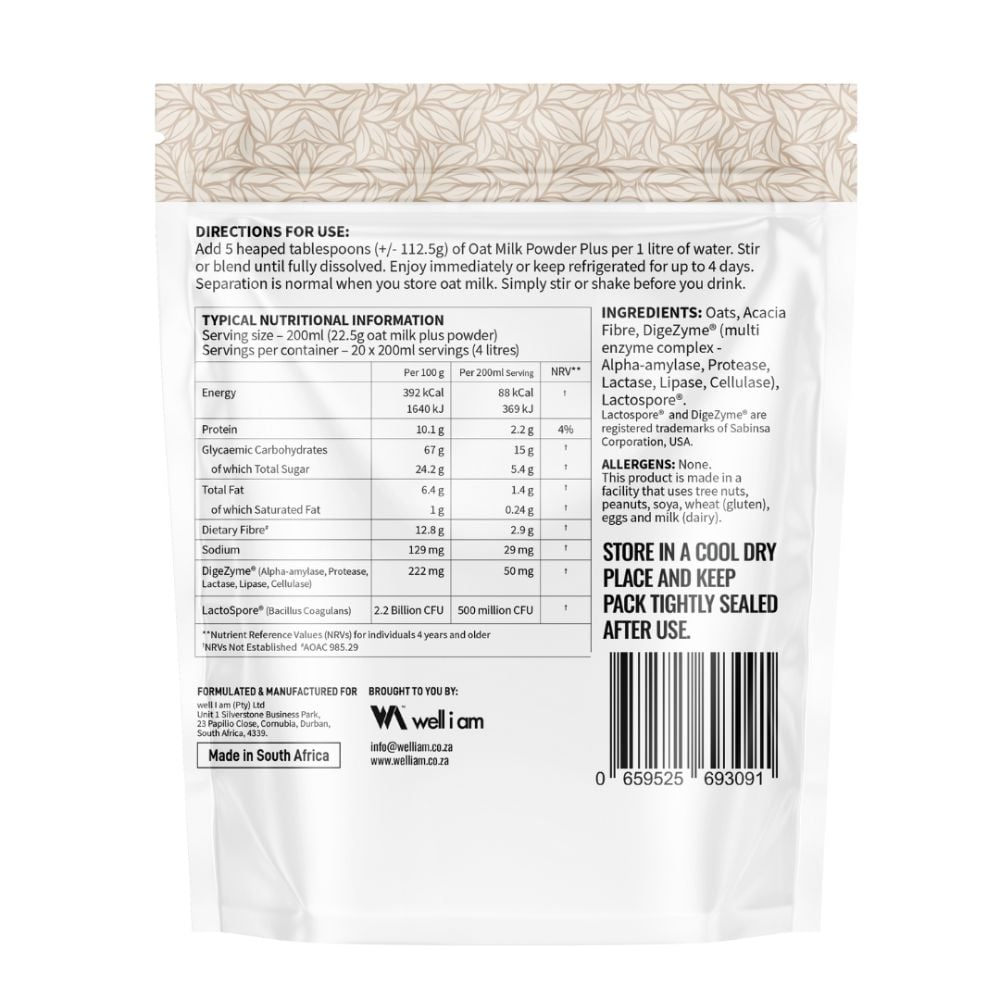 Nature's Nutrition - 100% Instant Oat Milk Powder Plus 450g