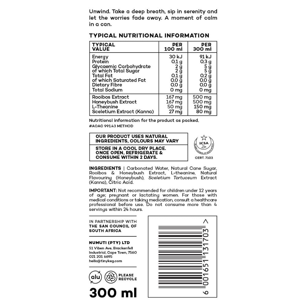 Numuti - Sparkling Drink Unwind Honeybush 300ml