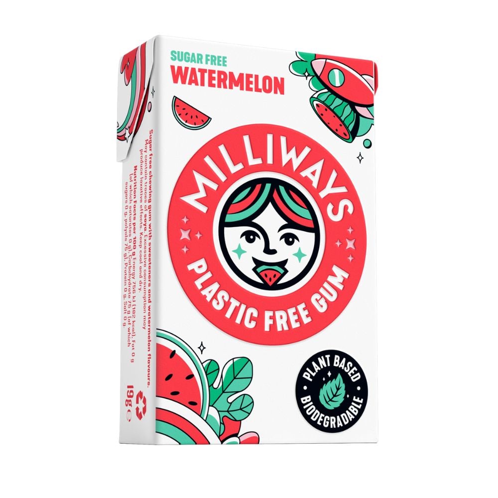 Milliways - Plastic Free Chewing Gum Watermelon Wonder 19g