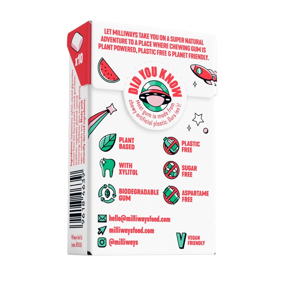 Milliways - Plastic Free Chewing Gum Watermelon Wonder 19g
