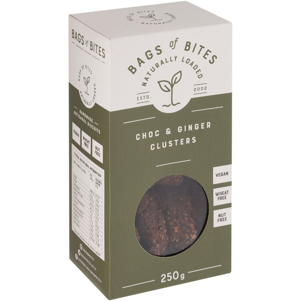 Bags of Bites - Cluster Chocolate & Ginger 250g